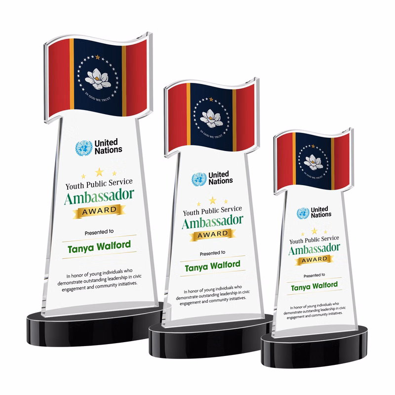 Flag VividPrint™ Award on Alberton Base - Black