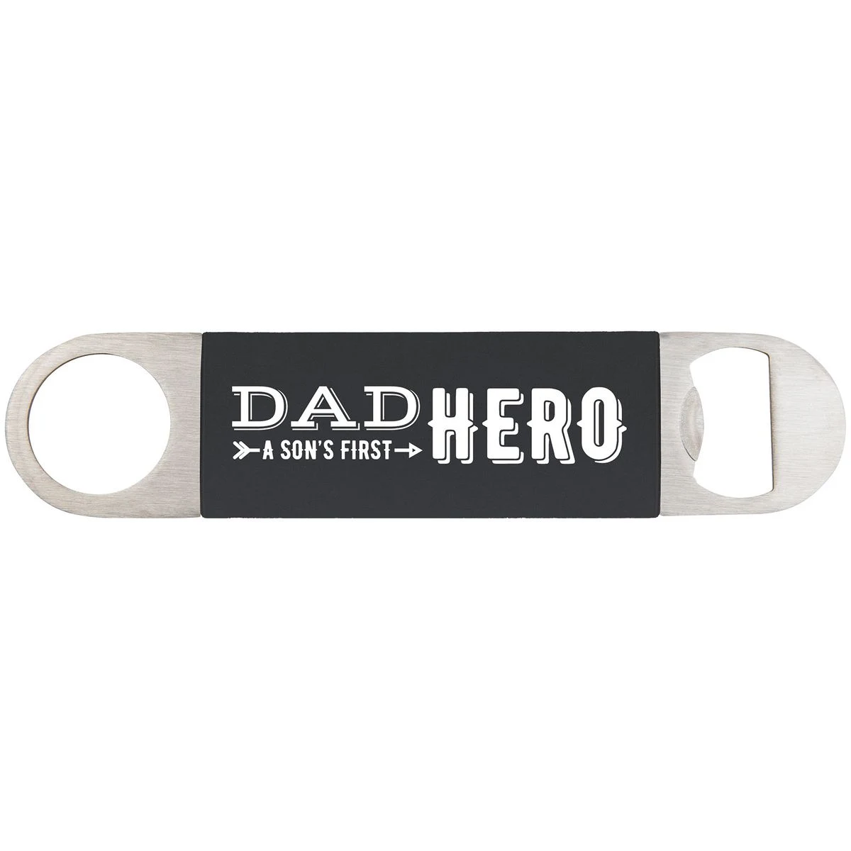 1 1/2" x 7" Black/White Bottle Opener with Silicone Grip 1
