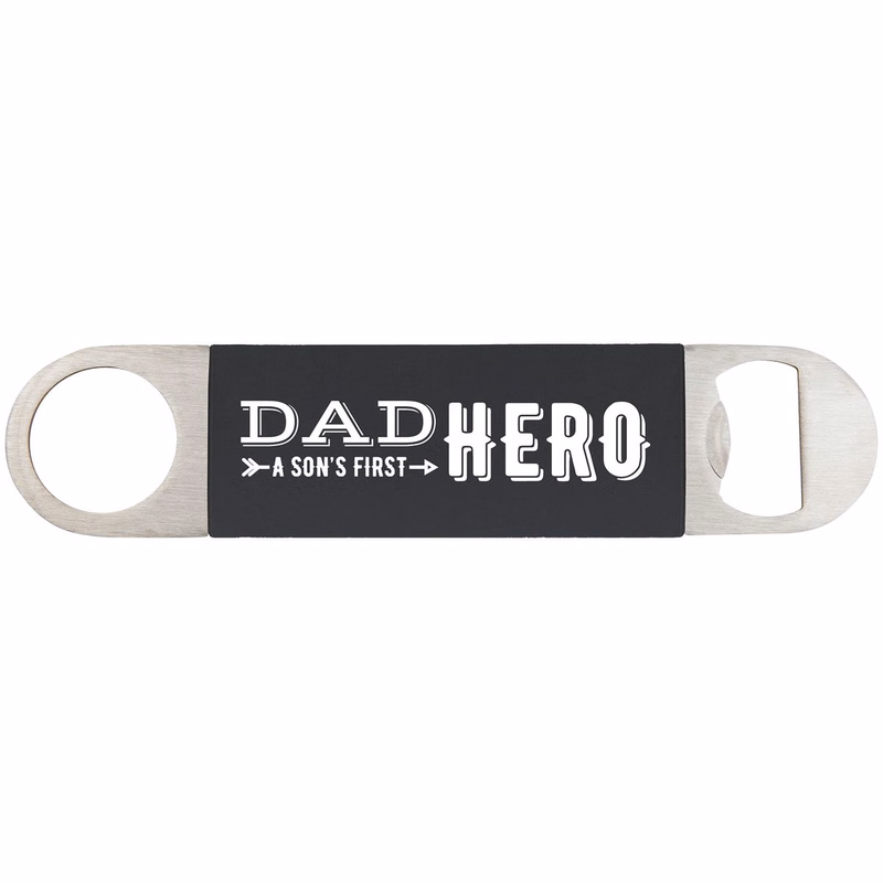1 1/2" x 7" Black/White Bottle Opener with Silicone Grip