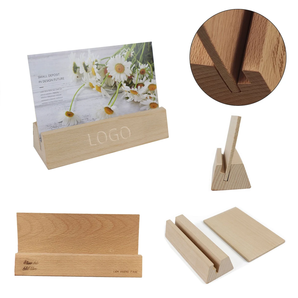 Wooden Menu Holder Office Card Display Stand 1