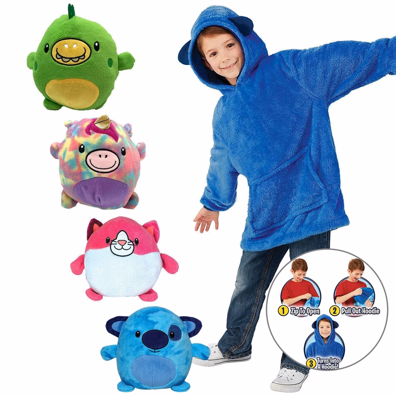 Kids Cartoon Hooded Blanket Pajama
