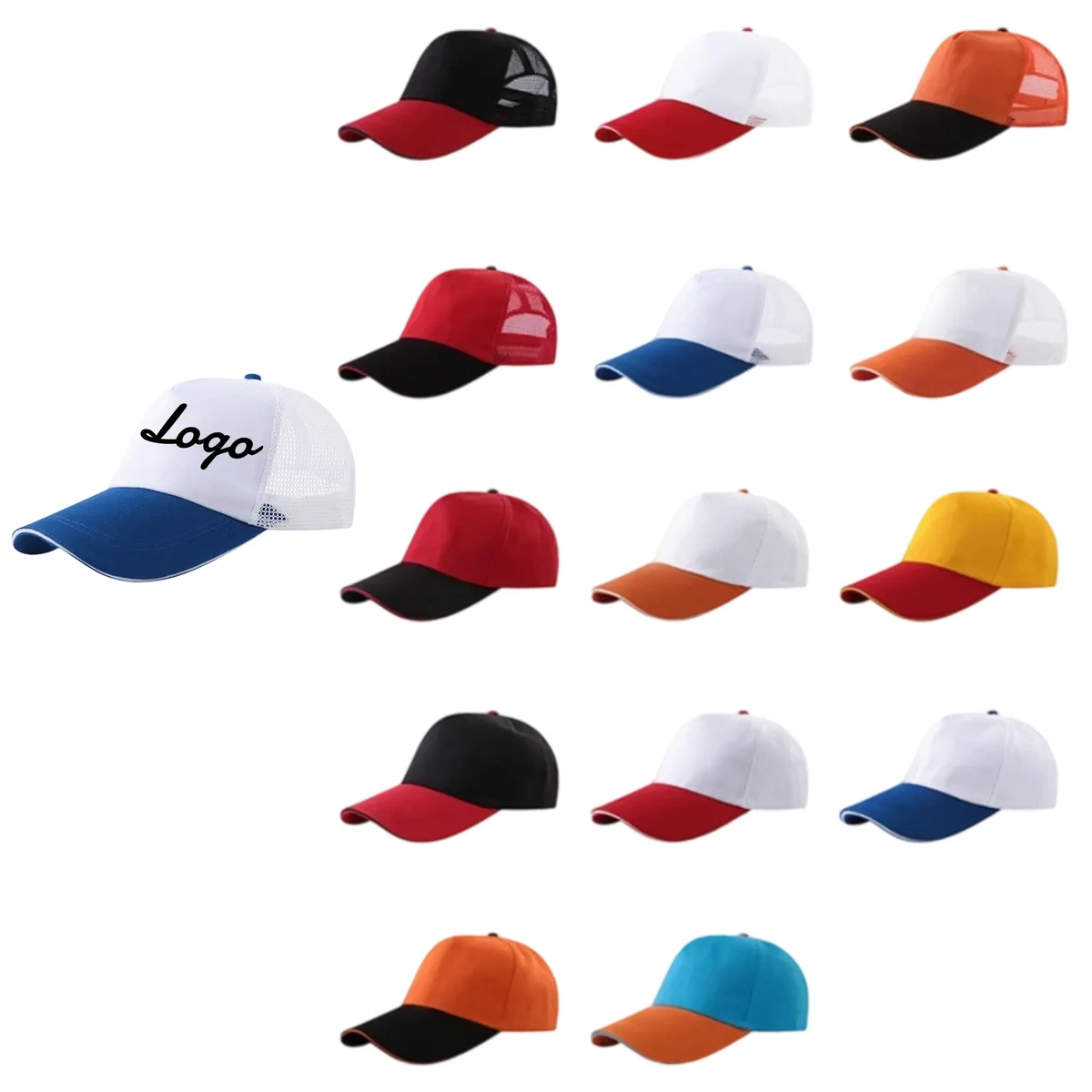 Colorful Mesh Back Custom Logo Baseball Caps 1