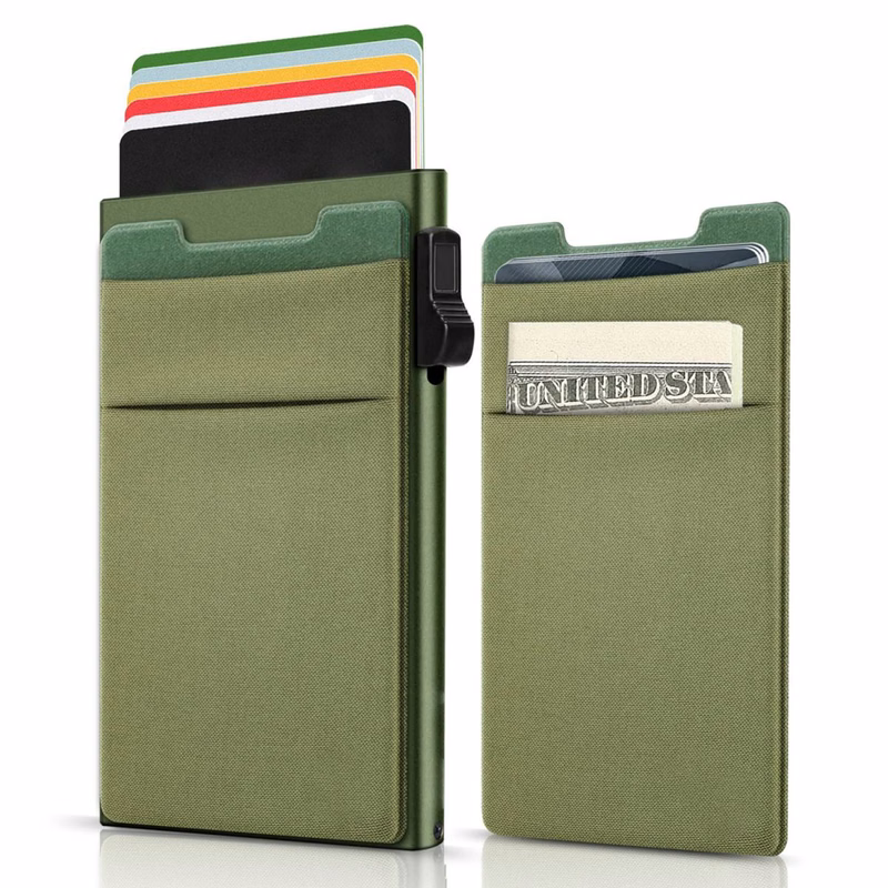 Slim Metal Minimalist Card Holder with Money Pocket
