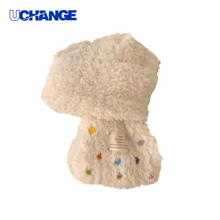 Colorful Button Plush Thick Scarf