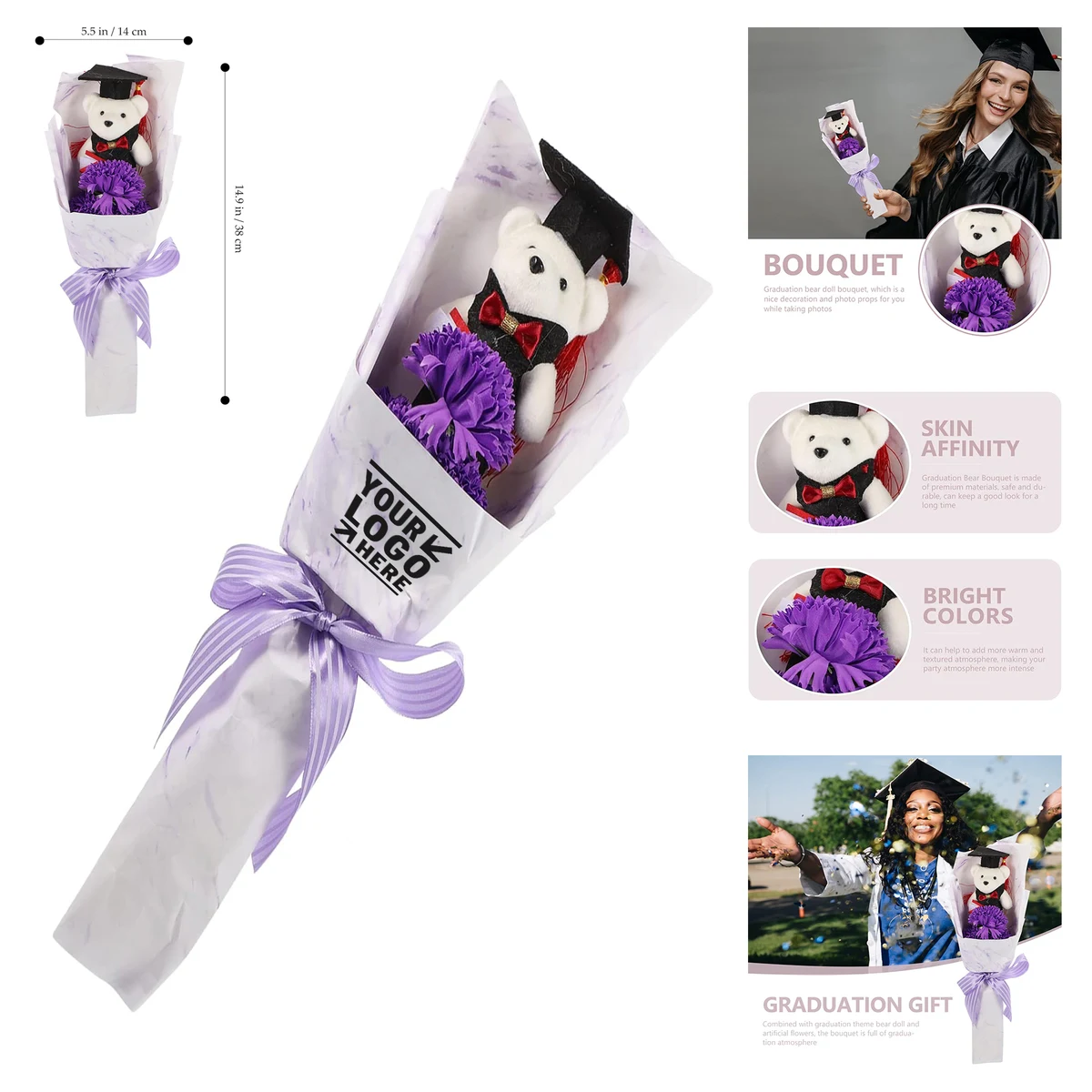 Graduation Bear Bouquet, custom award with logo imprint 1