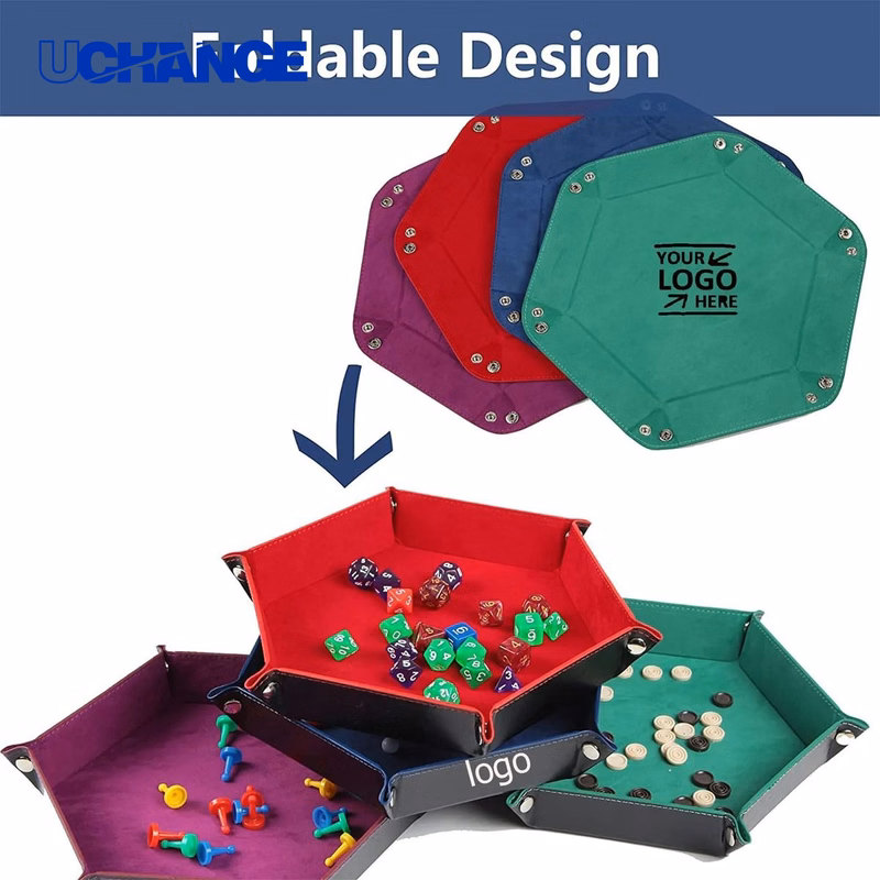PU Foldable Leather Dice Tray for Games