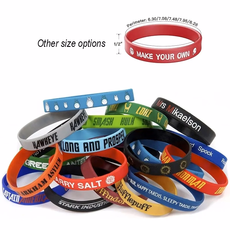 MOQ 10pcs 1/2" Silicone Wristband