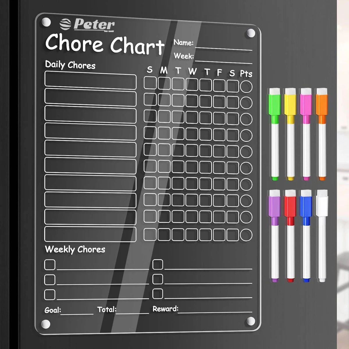 Clear Acrylic Magnetic Dry Erase Memo Board w/ Markers 1