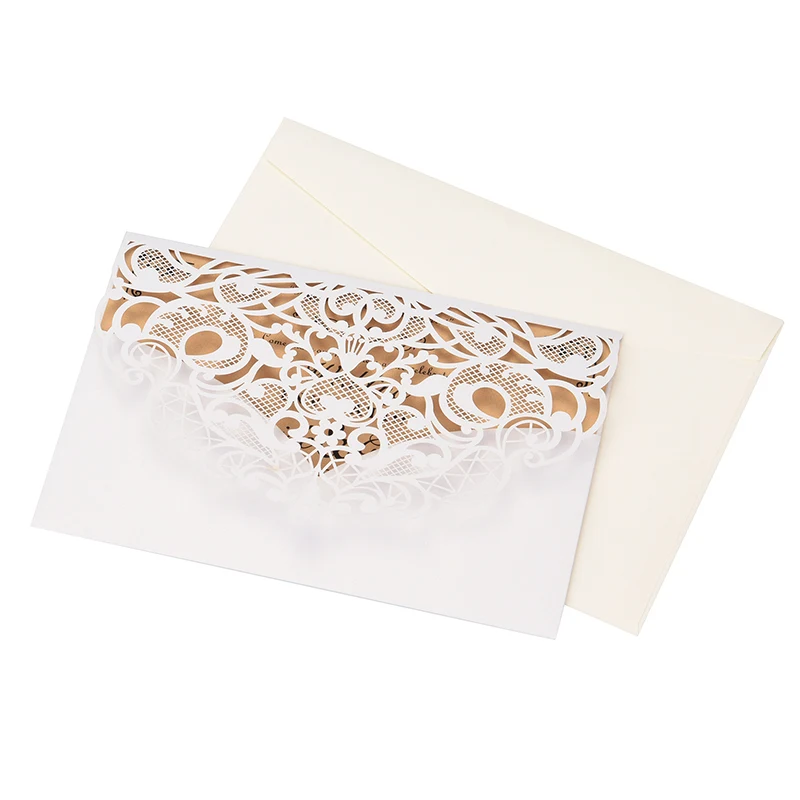 4 7/10" x 7"- Full Color Imprint Laser Cut Wedding Invitati 1