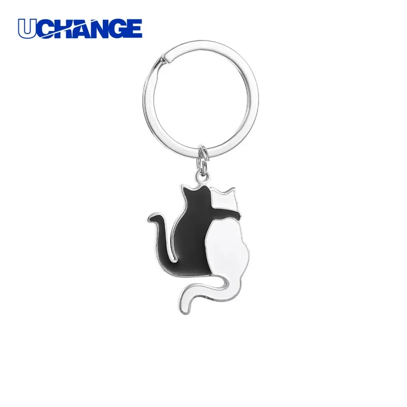 Couple Cats Hugging Keychain Accessory 1