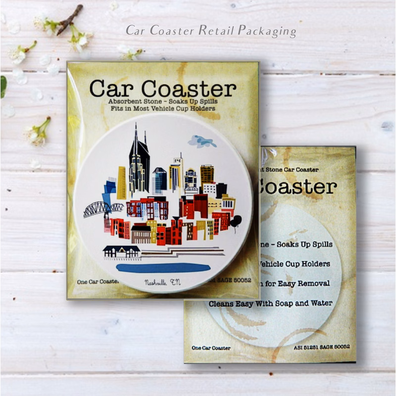 Car Coaster in Retail Packaging