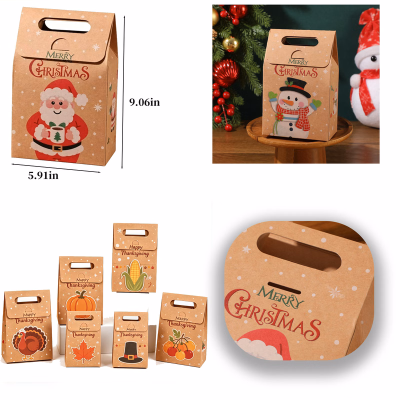 Handheld Kraft Holiday Favor Boxes