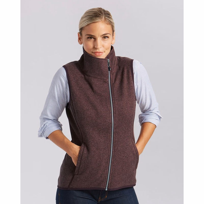 Cutter & Buck Mainsail Sweater-Knit Womens Full Zip Asymmetrical Vest