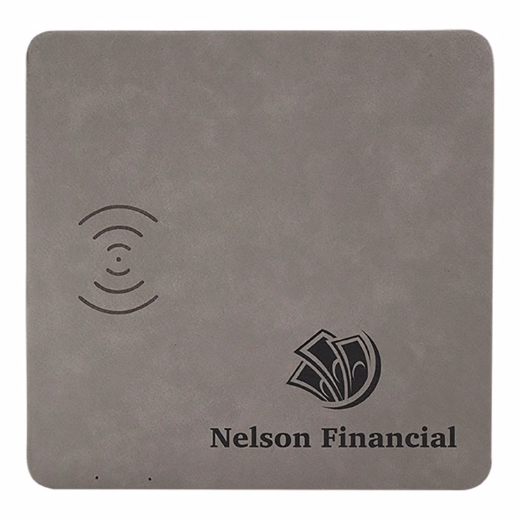 8" x 8" Gray Leatherette Phone Charging Mat