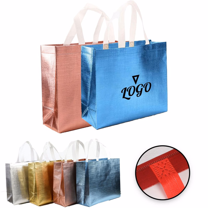 Large Laminated Metallic Shopping Reusable Non-Woven Bag