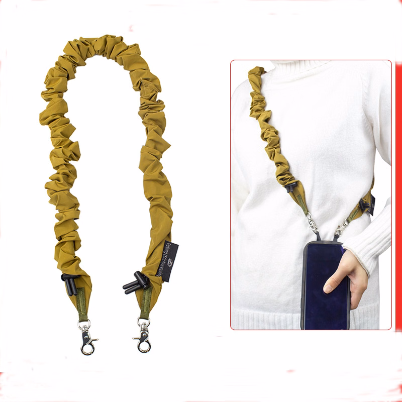 Wrinkled elastic bag hanging rope/strap