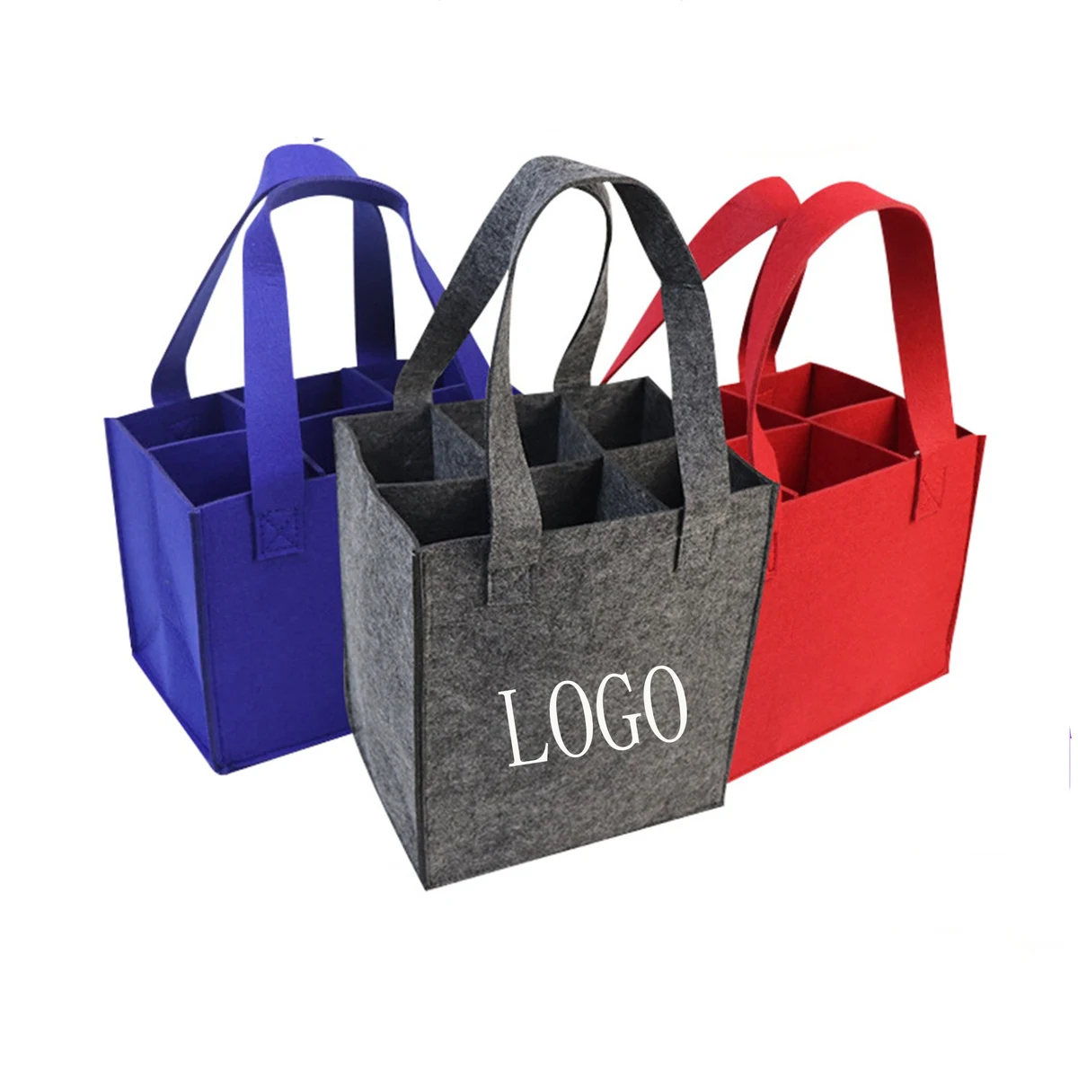6 Bottles Of Felt Red Wine Tote Bag 1
