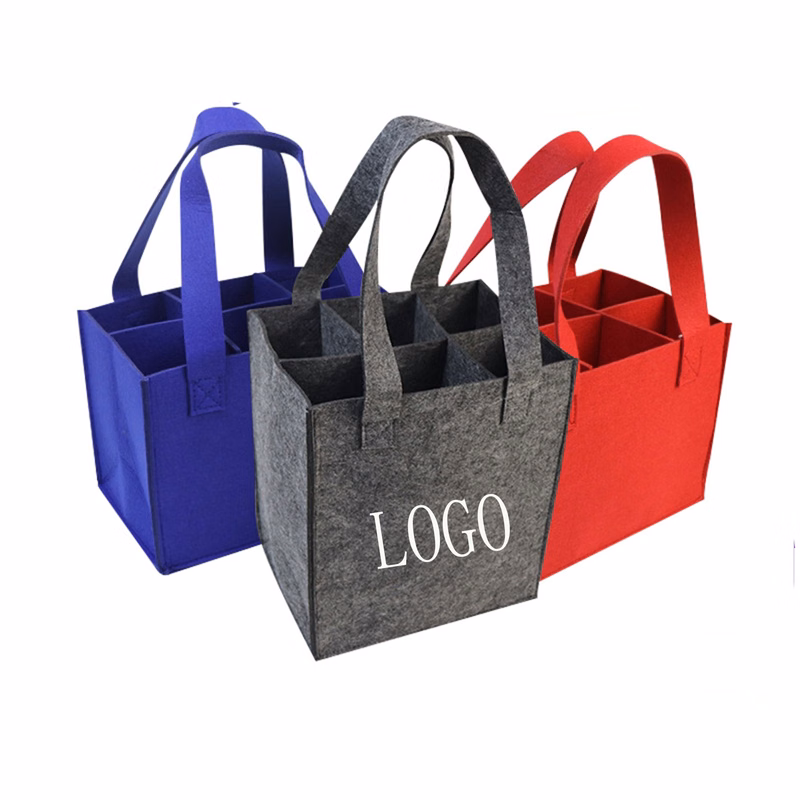 6 Bottles Of Felt Red Wine Tote Bag