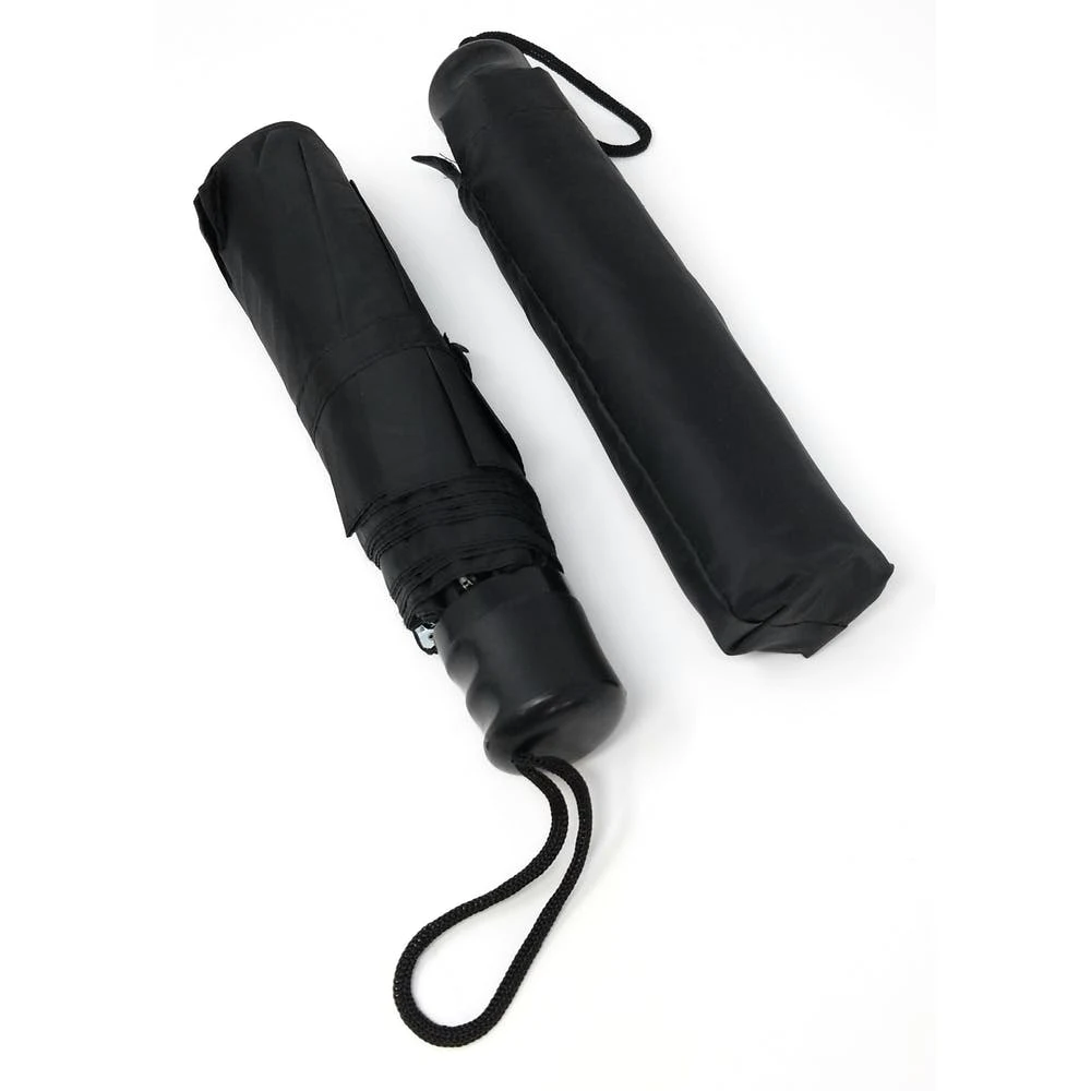 Mini Compact Umbrella - Black Collapsible 10'' 1