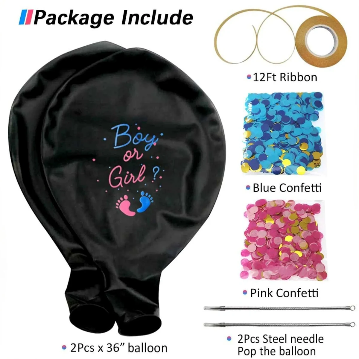 36" Gender Reveal Balloon Set 1