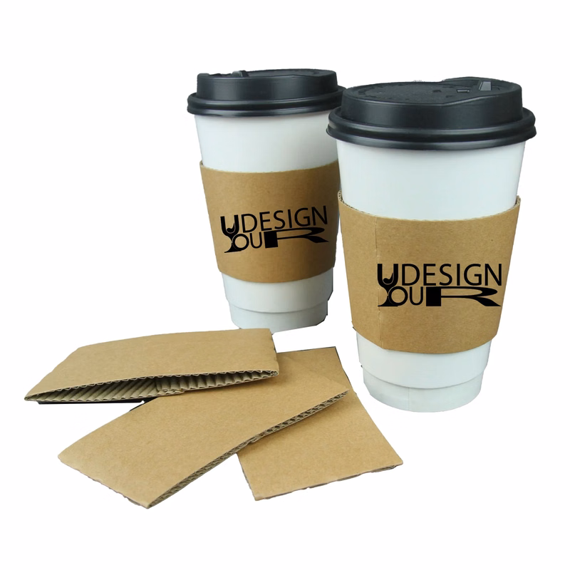 12/16OZ Custom Premium Printed Kraft Coffee Cup Sleeves