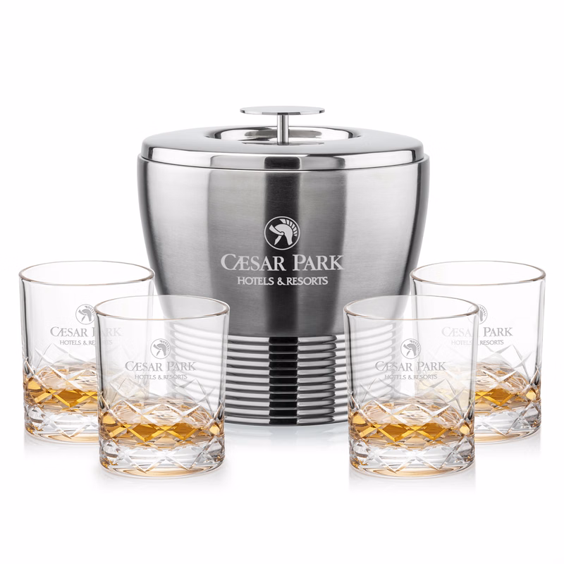 Genoa Ice Bucket & Brentwood On-the-Rocks Set