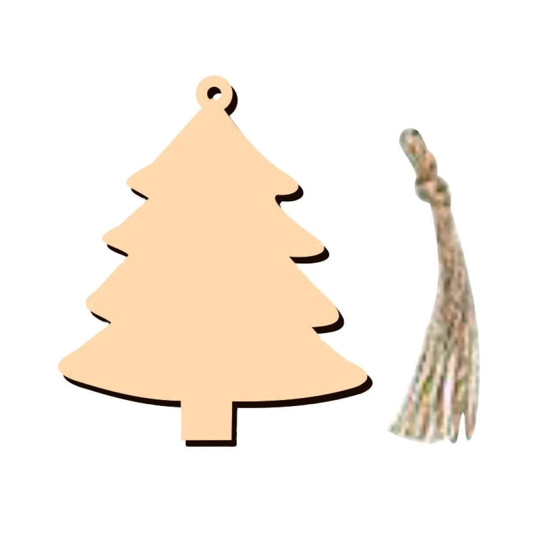 Christmas Tree Wood Pendant 10 Pieces Set 1