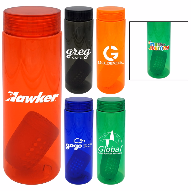 CLEAR VIEW 24 OZ. COLORFUL BOTTLE WITH FLOATING INFUSER