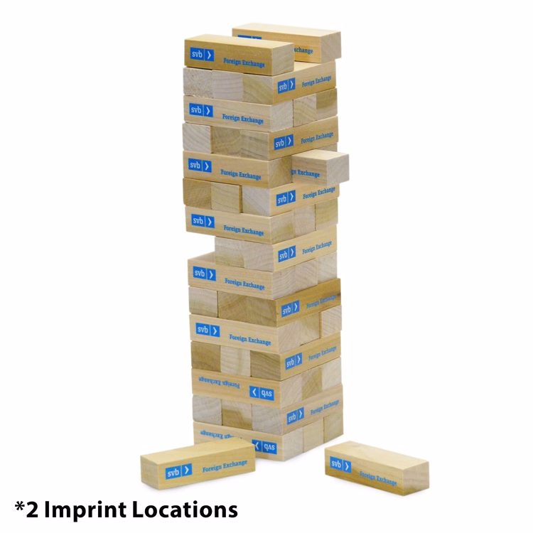 Tabletop Toppling Tower Blocks Game (W/ 2 Custom Imprints)