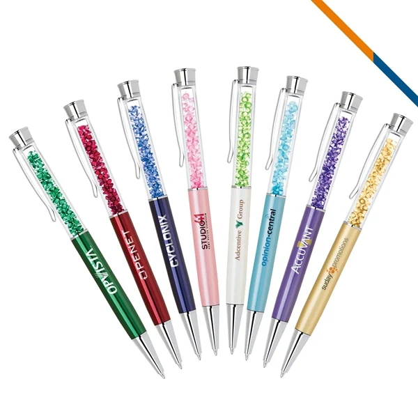 Custom 5.5 inch Brass Ballpoint Pen with Crystal Accent — Premium Creative Giveaway 1