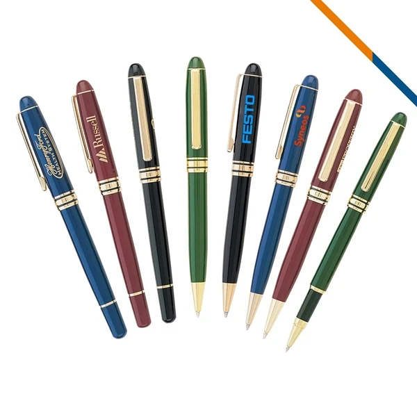 Custom Metal Twist Action Ballpoint Pen with Gold Trims — Corporate Daily Writing 1