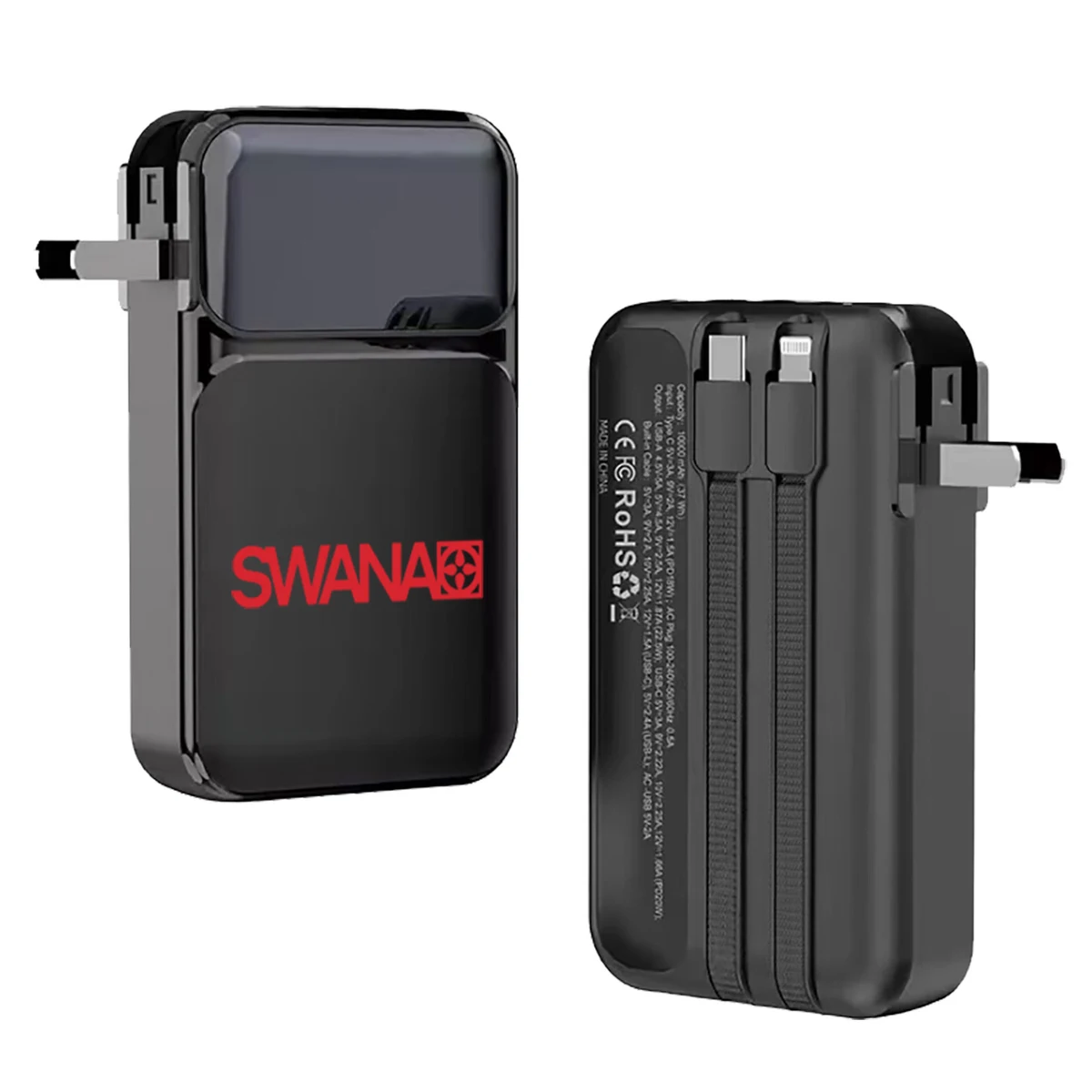 10,000 mAh Portable Charger w/Built In Wall Plug Power Bank 1