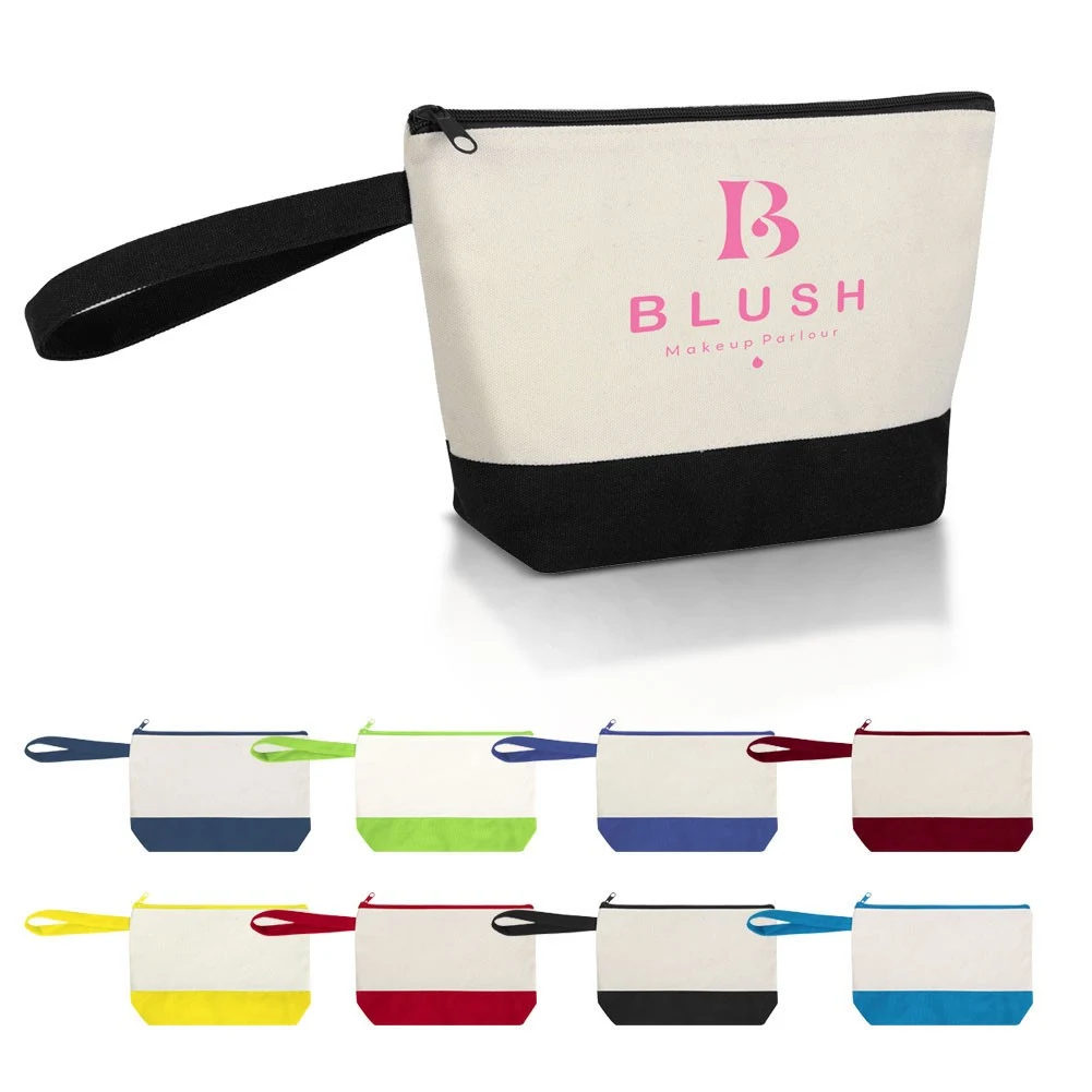 Two Tone Canvas Cosmetic Bag ( 11" X 7" X 3" ) 1