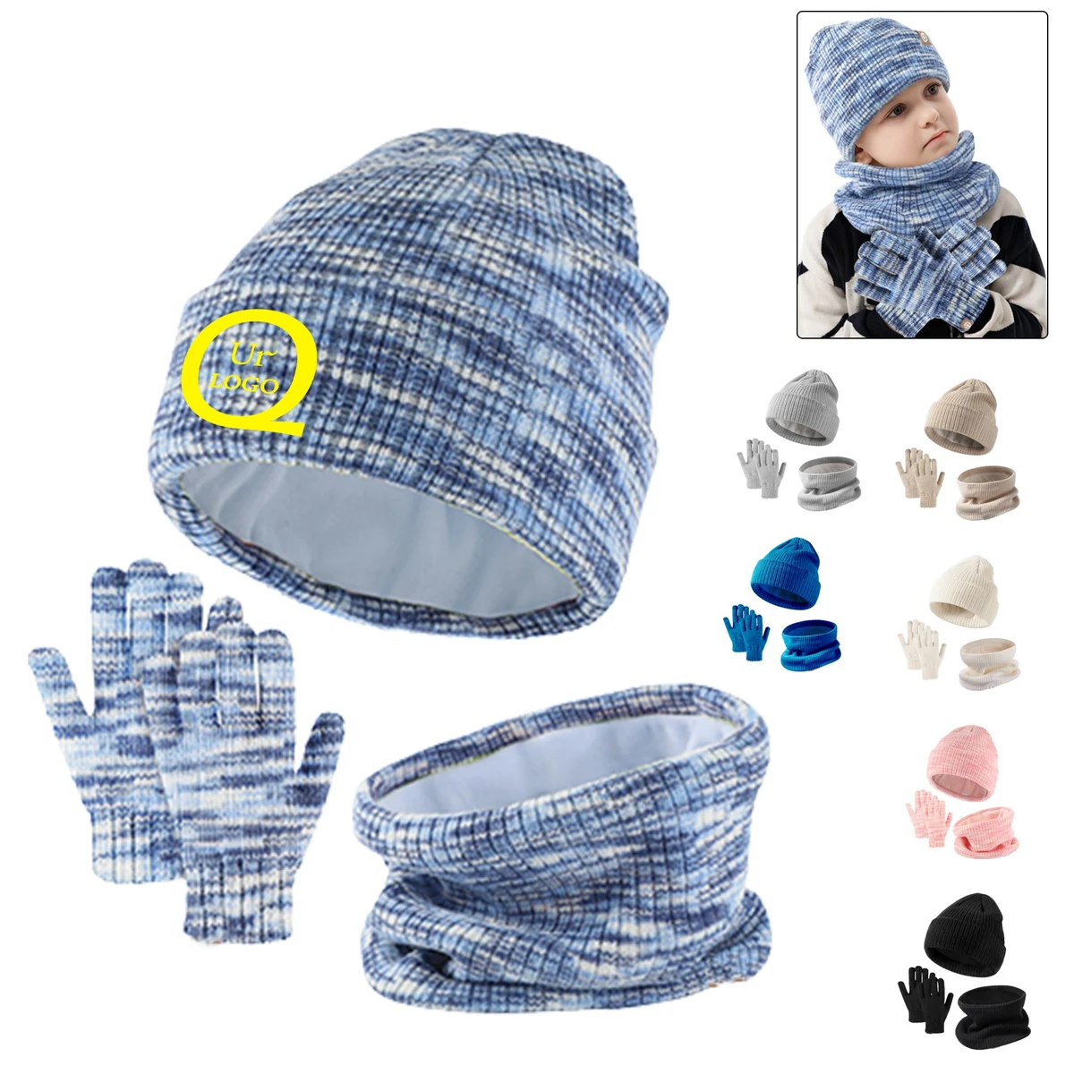 Kids Winter Cap Scarf Warm Set 1