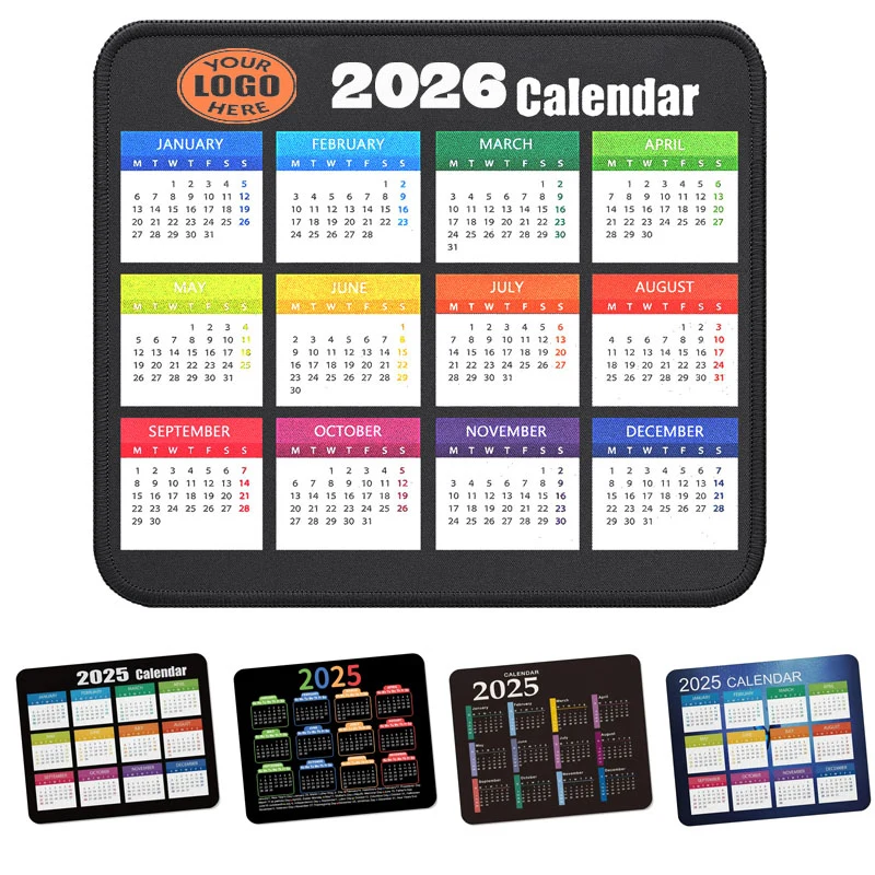 Custom Calendar Mouse Pad With Stitched Edge 1