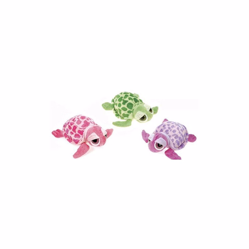 Big Eyed Turtle Plush Toy - 8" Glittered Assorted Colors