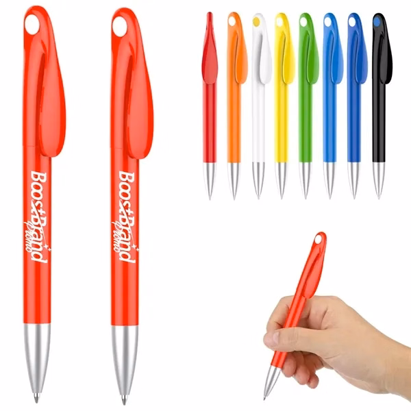 Custom Plastic Ballpoint Pen with Unique Clip Design — Office & Business Promotional Gift