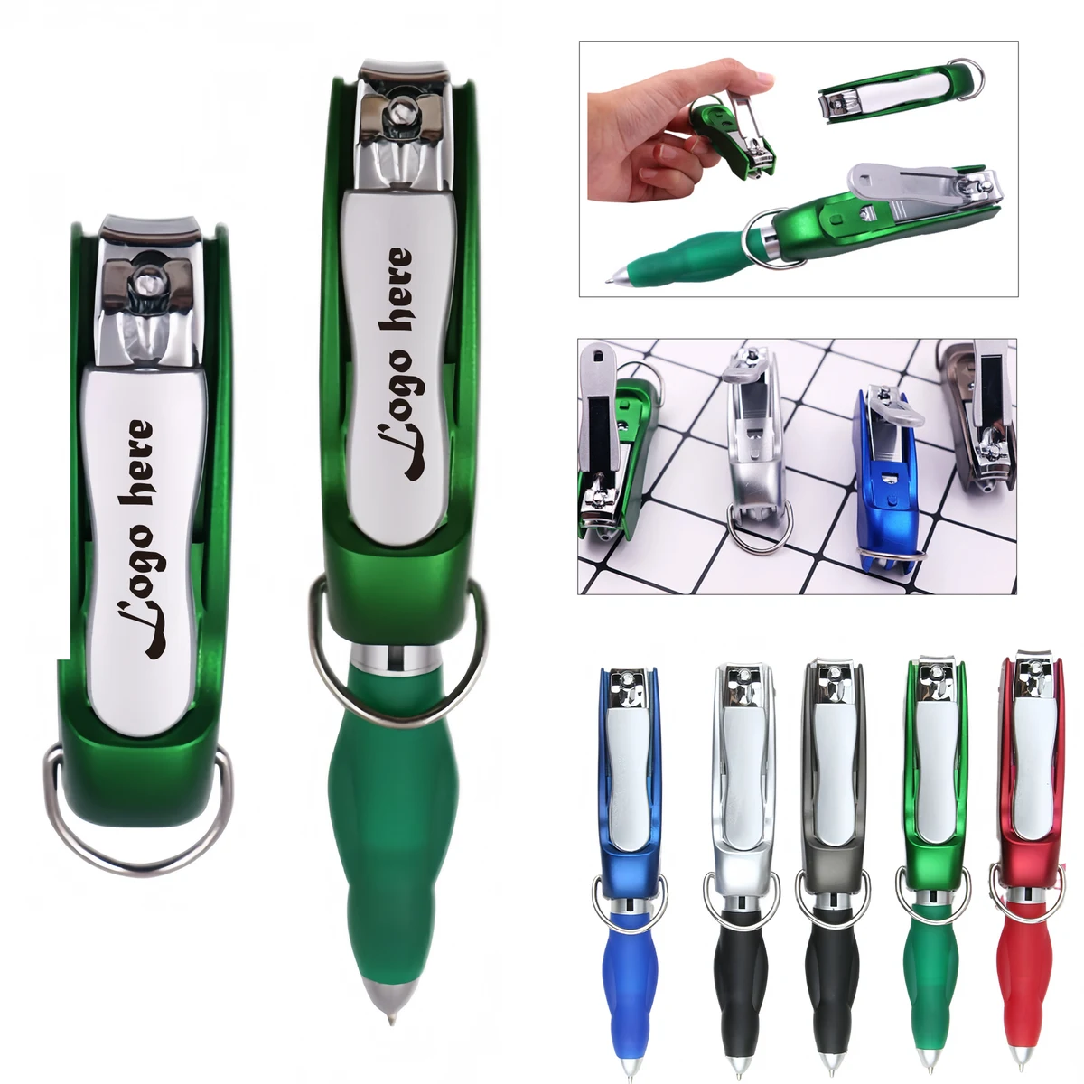 Folding Keychain Pen with Built-in Nail Clipper 1