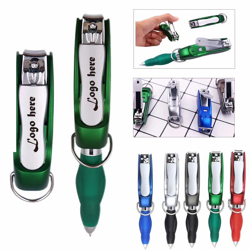 Folding Keychain Pen with Built-in Nail Clipper