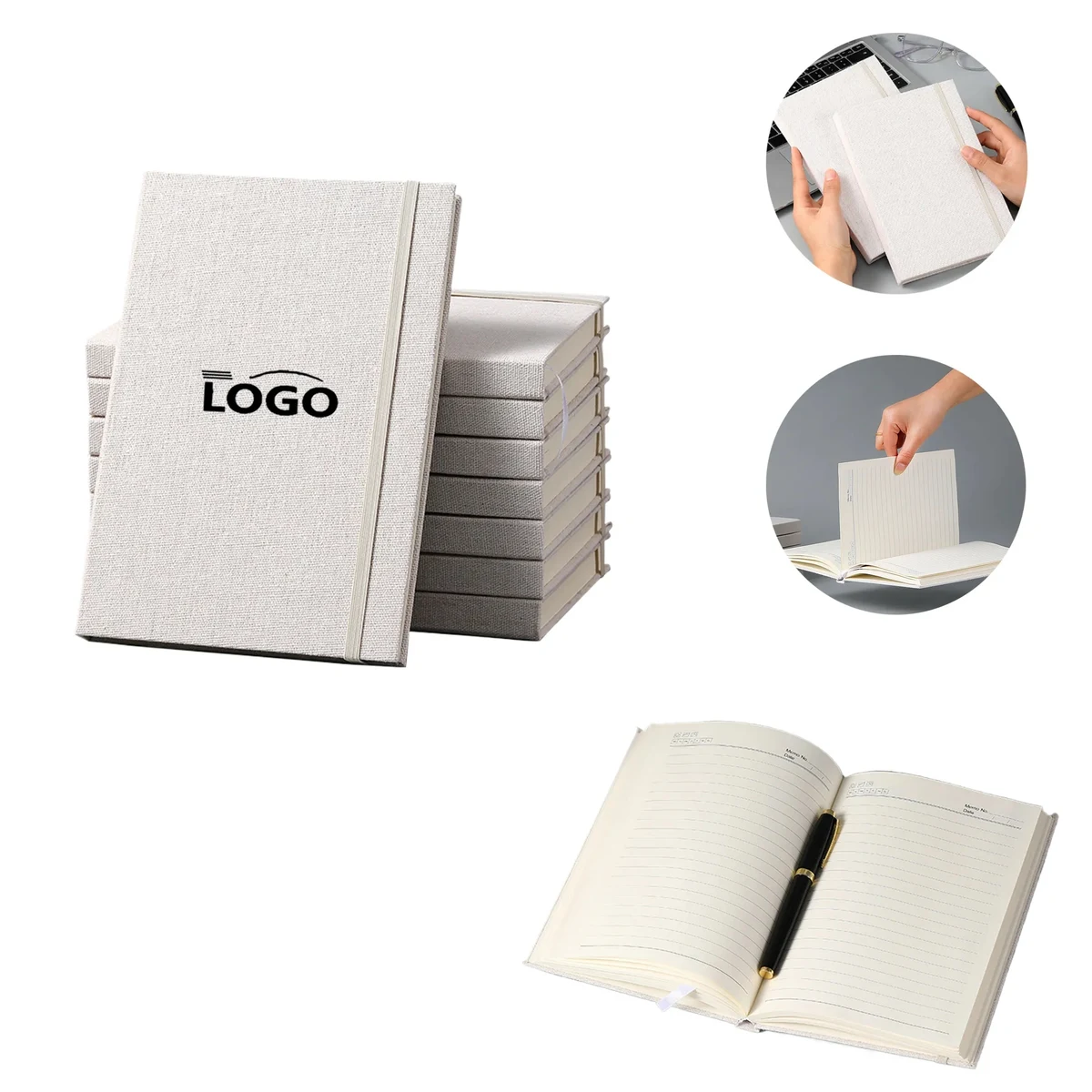 MOQ15 Linen A5 Notebook Hardcover Office Journal 1