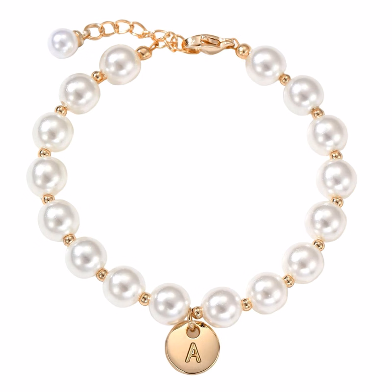 Initial Faux Pearl Bracelet