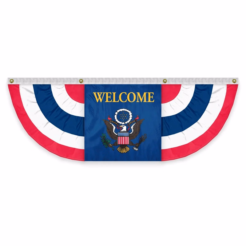 USA Pleated Full Fan With Welcome Eagle Center