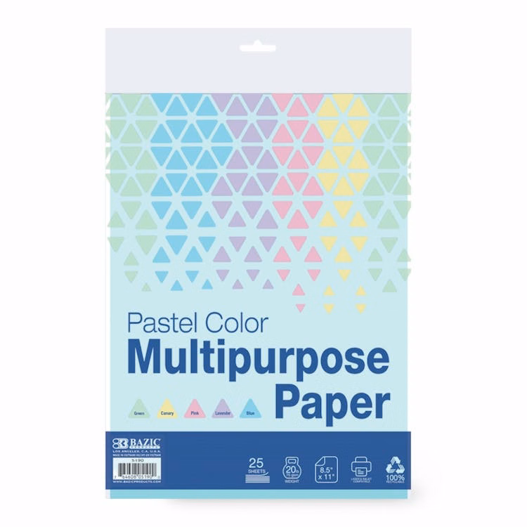 Multipurpose Paper - Pastel Color 25 Pack