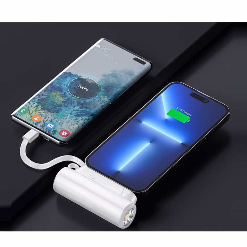 5000mAh Built-in Cable Emergency Power Bank W/ Flashlight