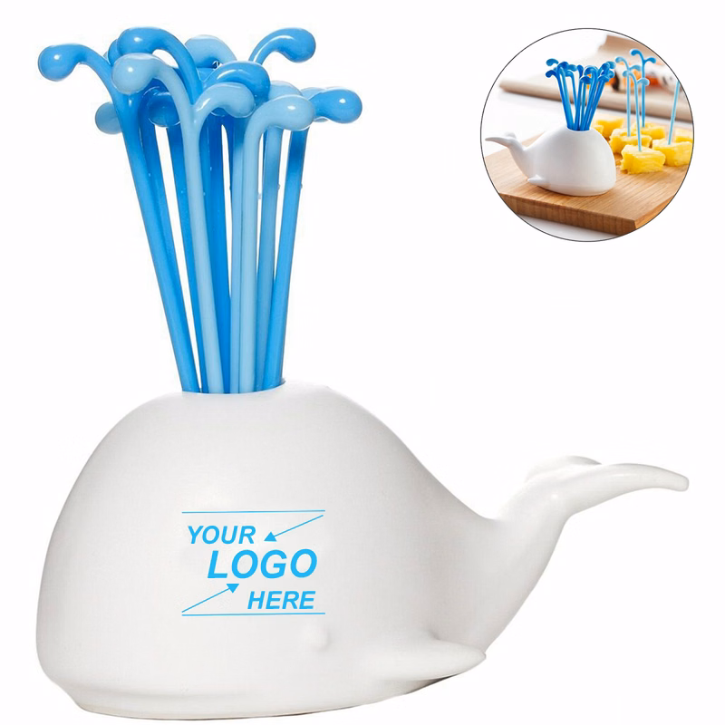 Whale Design Fruit Fork Holder