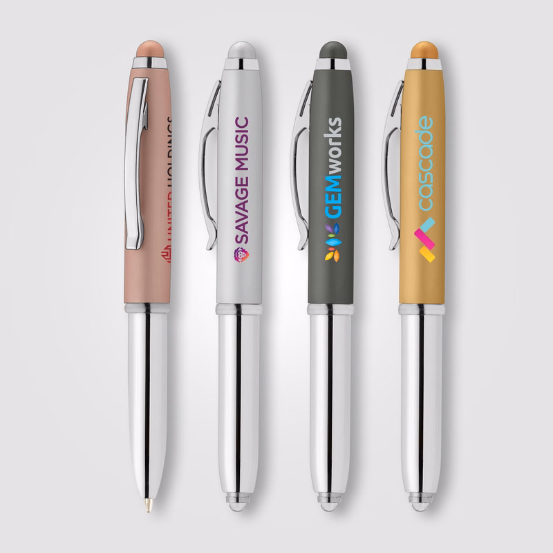 Vivano Softy Metallic Pen w/ LED Light and Stylus