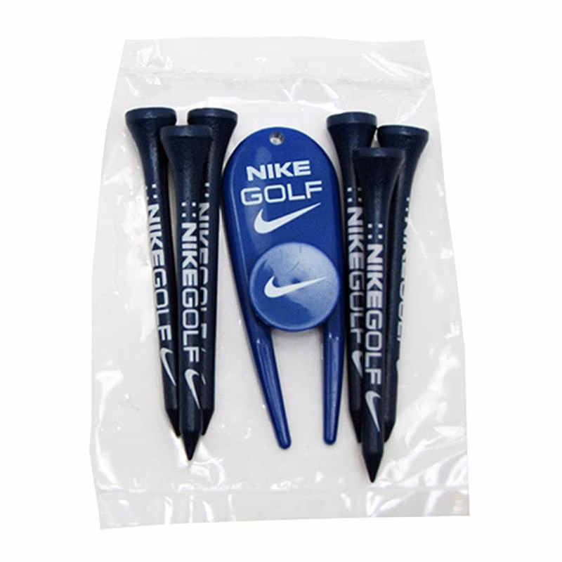 Golf Tee Poly Packet w/ 6 Tees, 2 Ball Markers & Divot Tool