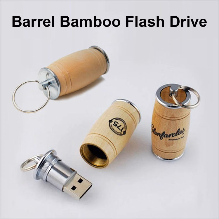 Barrel Bamboo Flash Drive / USB - 512MB