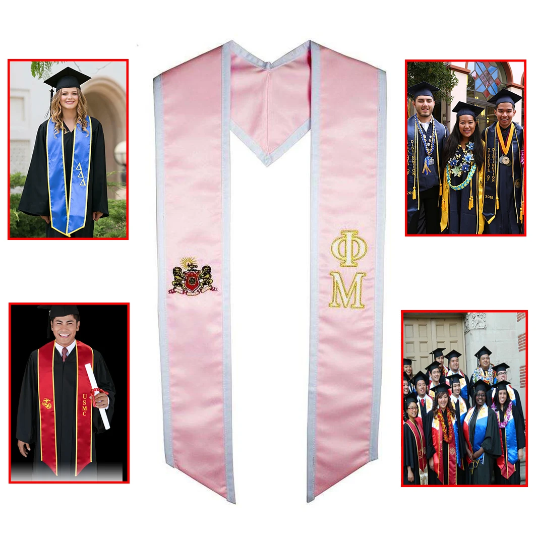 Honorary Graduation Stole Sewn Trim - Embroidery 60" 1