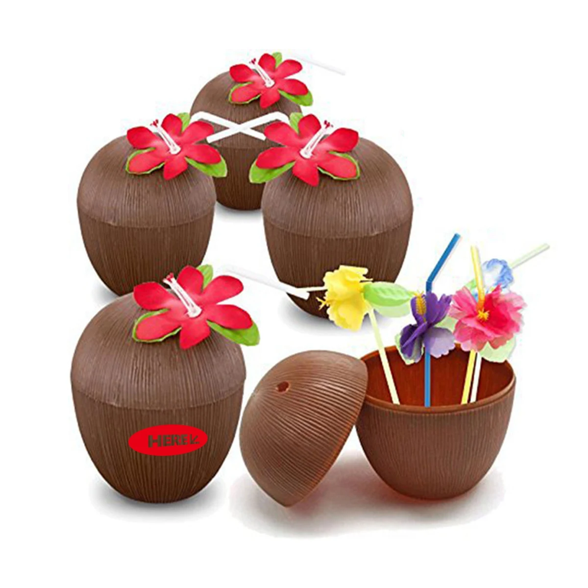 Coconut Cups with Flower Straws 1